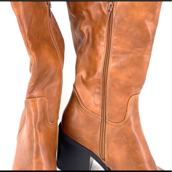 Olivia Miller Brown Knee Hi Boots 7.5M NWOT - Picture 2 of 5